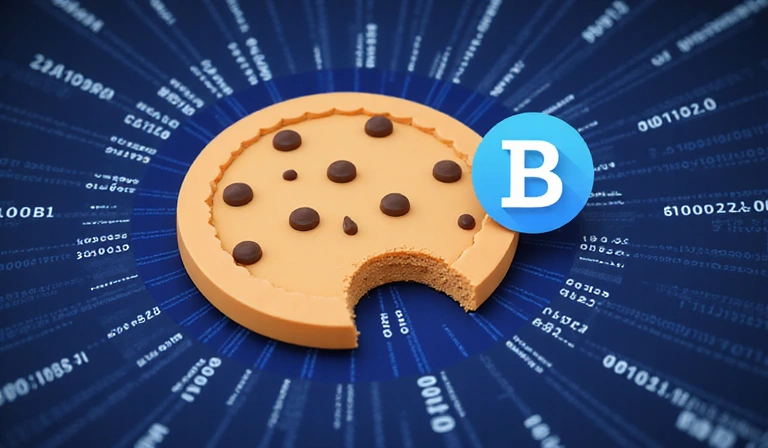 Ilustración de una galleta digital representando una cookie en un navegador web